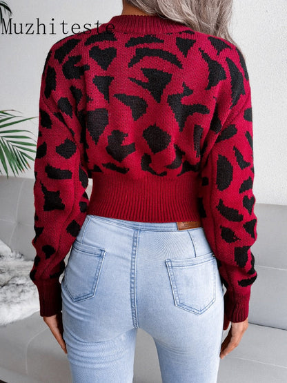 Damen-Strickpullover, mit Jaguar-Muster aus weichem Acryl für Winter-5