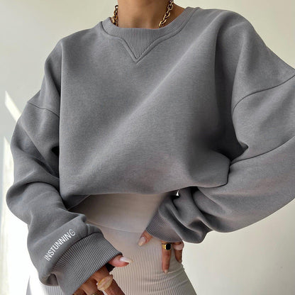 Damen-Hoodie Lässig Polyester-Mischung mit Rundhalsausschnitt-6