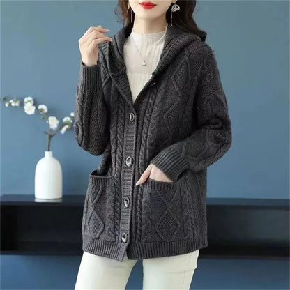 Variant image for Damen-Strickjacke, lässiges Design, weiche Mischung, mit Rautenstich-2
