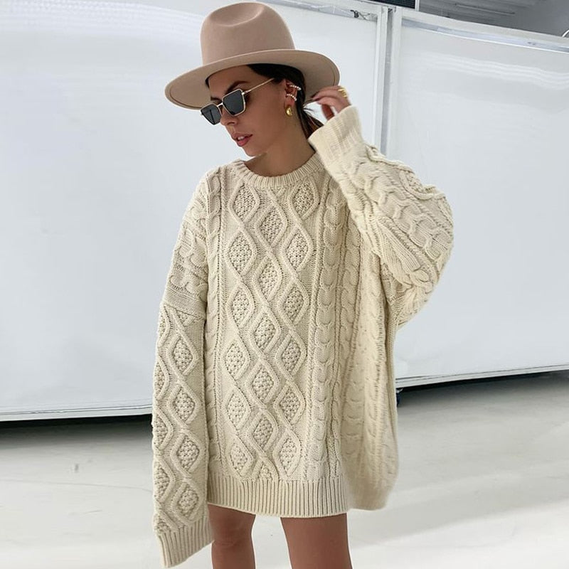 Damen-Strickpullover, oversized, weich, für Herbst und Winteroutfits-3