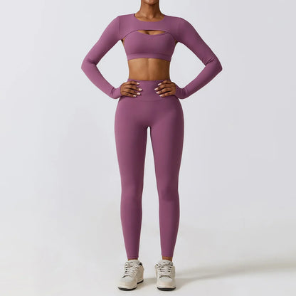 Damen-Leggings-Set, Sportliches Nylon, Elasthan-4