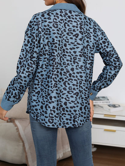 Damen-Mantel Übergroß Leopardenmuster Weiches Polyester-5