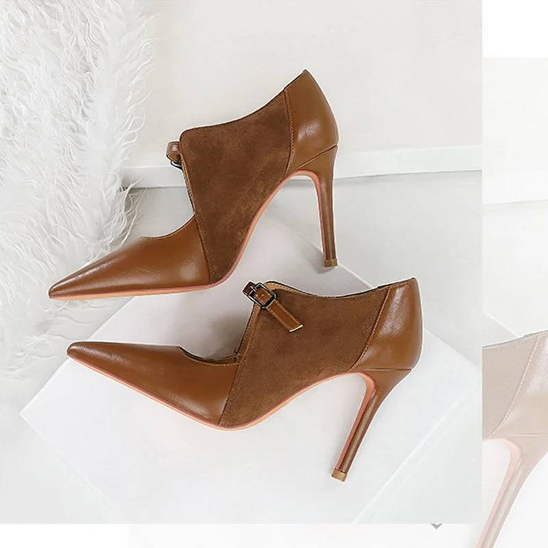 Damen-Stilettos, elegantes PU, hoher Absatz-5