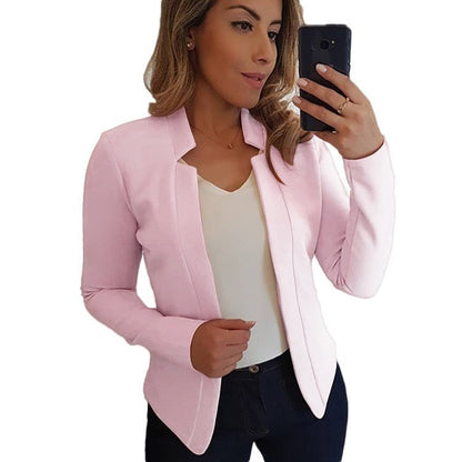 Damenblazer mit langen Ärmeln und offenem Strick aus 100% Polyester-4