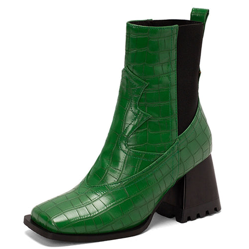 Damen-Stiefel, hoher Absatz, PU-Material, Tiermuster, elegantes Design-1
