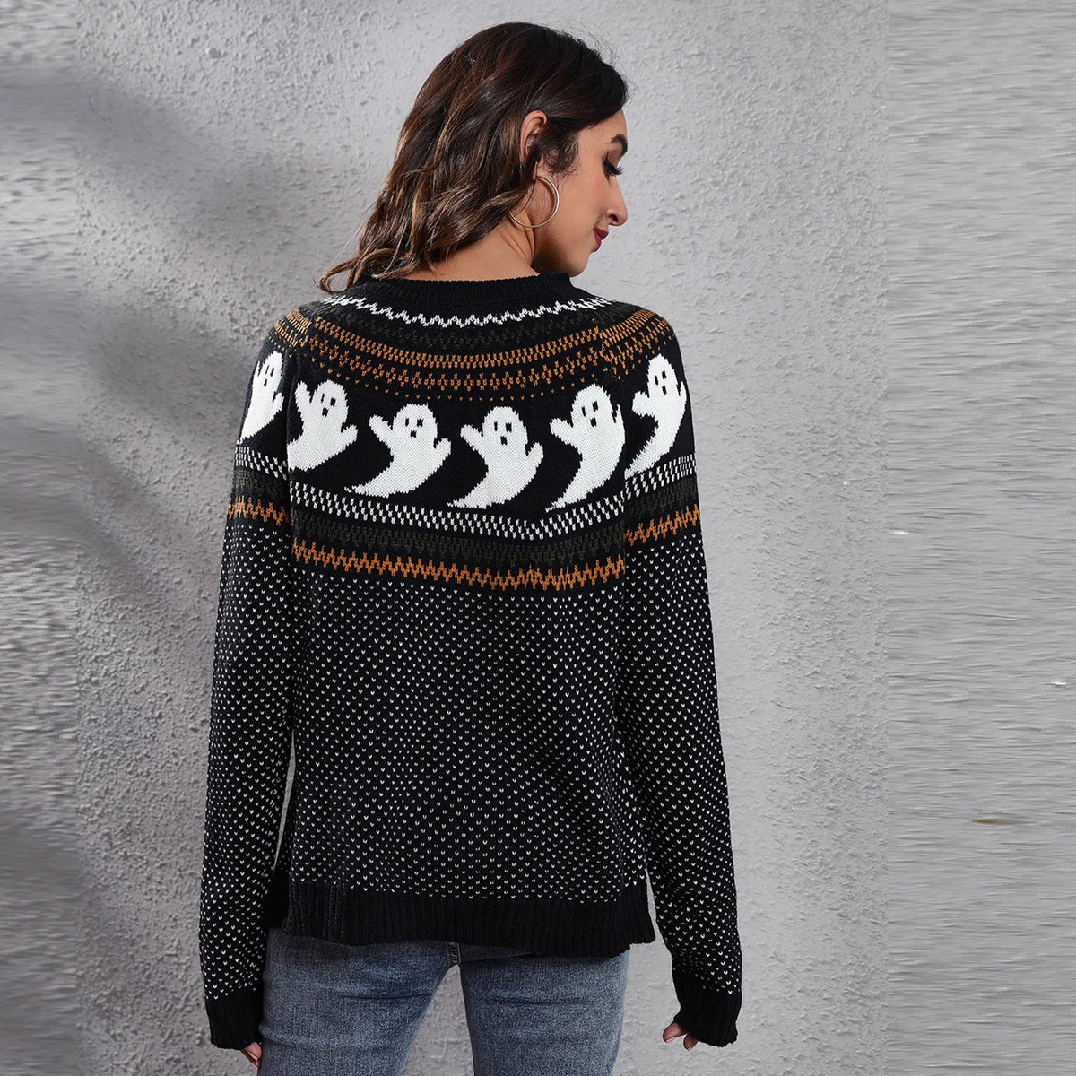 Damen-Pullover, Vintage Halloween weiche Materialmischung-5