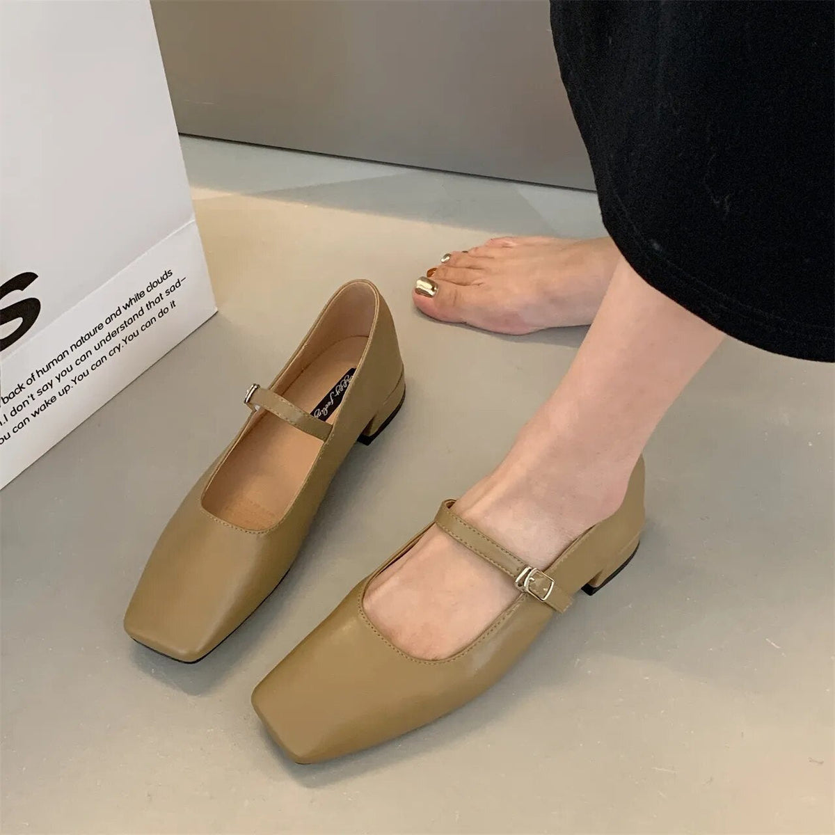Damen Ballettschuhe Eckig Zehenpartie-Design Synthetikleder-5