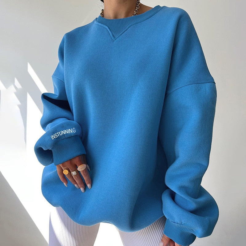 Damen-Hoodie Lässig Polyester-Mischung mit Rundhalsausschnitt-1