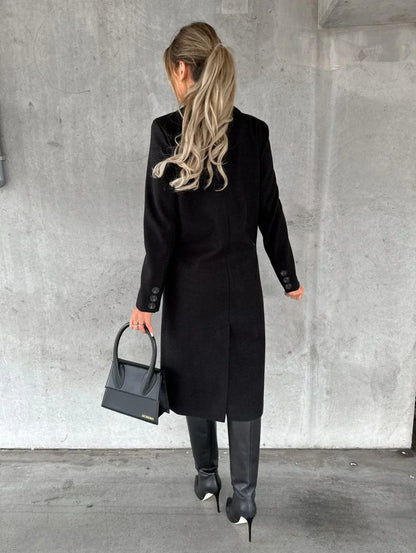 Damen-Wollmantel mit elegantem Knopfverschluss, 100 % Wolle-4