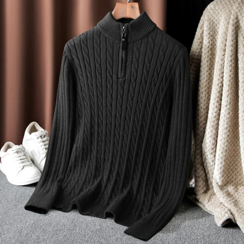 Herren-Rollkragenpullover, Pullover, Thermo, Zip, Polyester 2