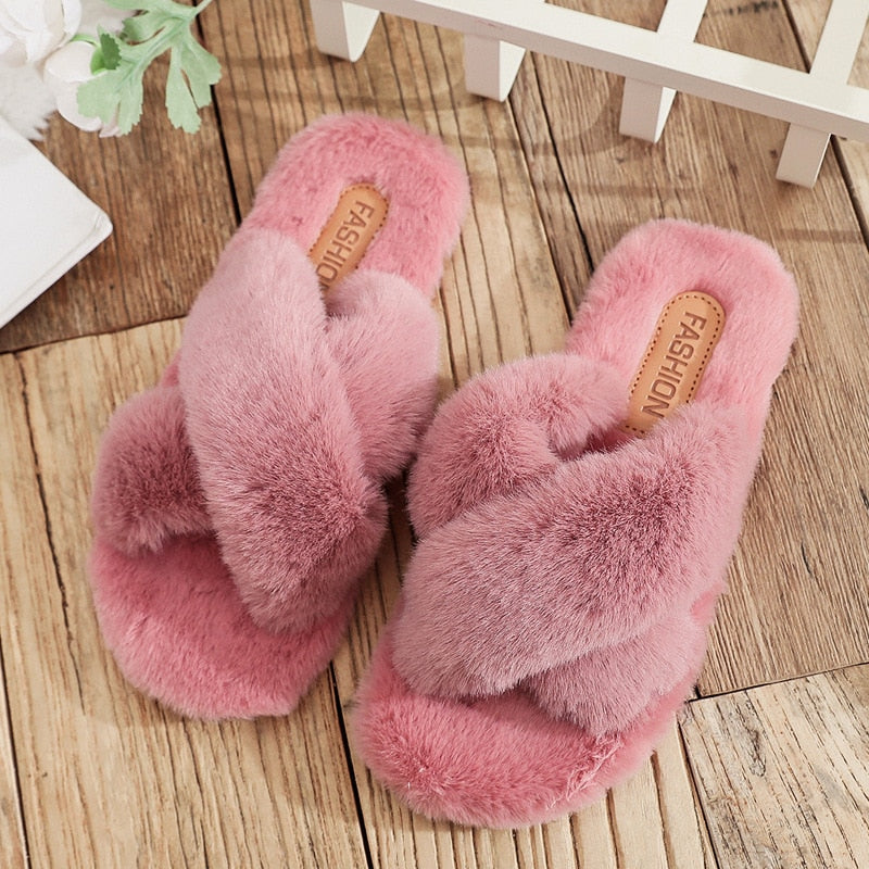 Damen Winterpantoffeln Plüsch Design Rutschfeste Sohle-6