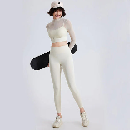 Damen-Leggings-Set, Dehnbares Nylon, Elegante Hoche Taille-1