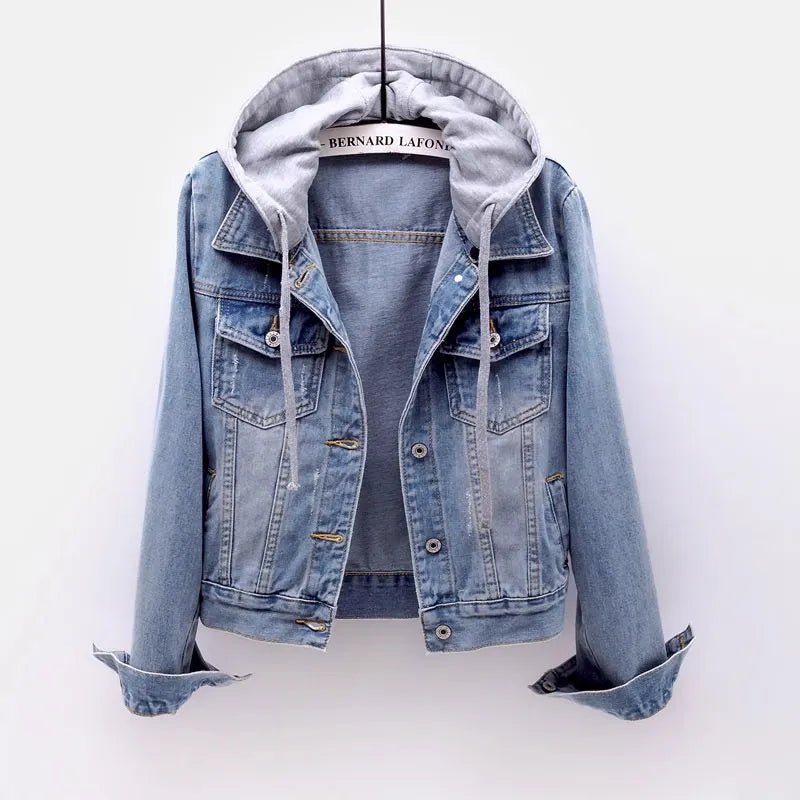 Damenjacke Wasserabweisend Denim Klare Linien Design für Outdoor-1