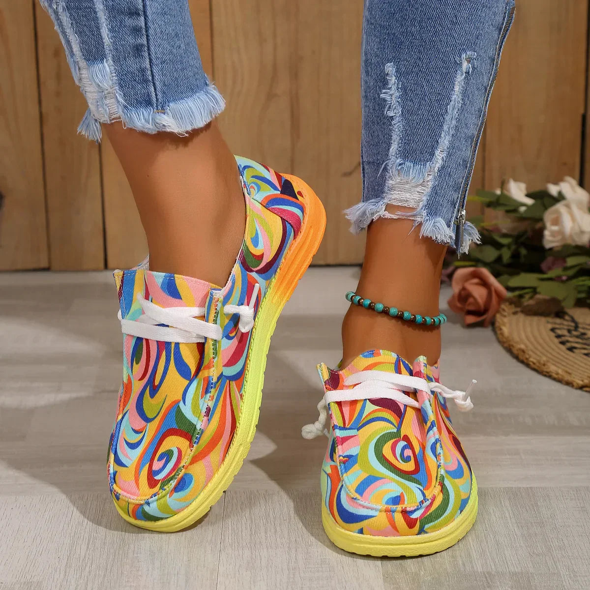 Damen Wanderschuh Ethno-Design Leichtes Material 3