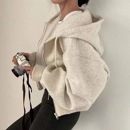 Damen-Kapuzenpullover, Reißverschluss, modernes Design, nachhaltige Baumwolle, Polyester-1