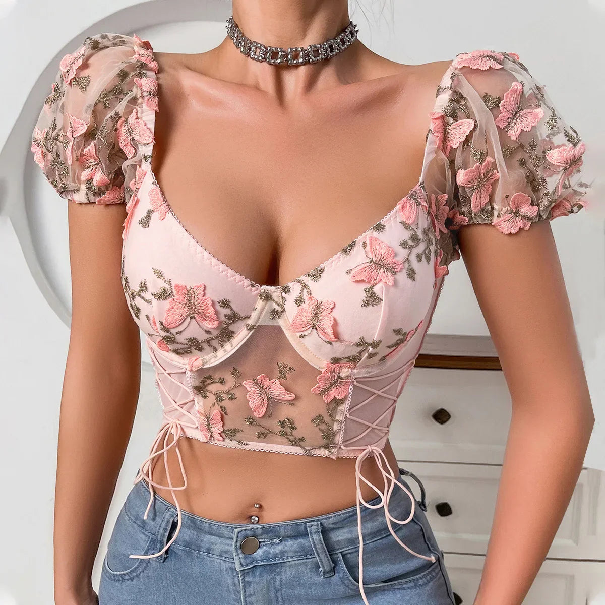 Damen-Lingerie-Set, Blumenmustes Polyester, Acetat, Viskose-2
