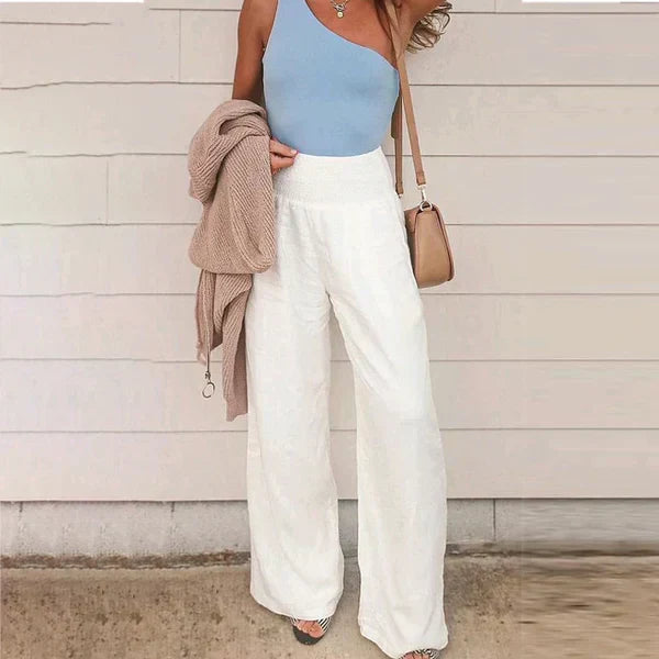 Damen-Hose, weiter Schnitt, weiches Material, italienischer Stil-2