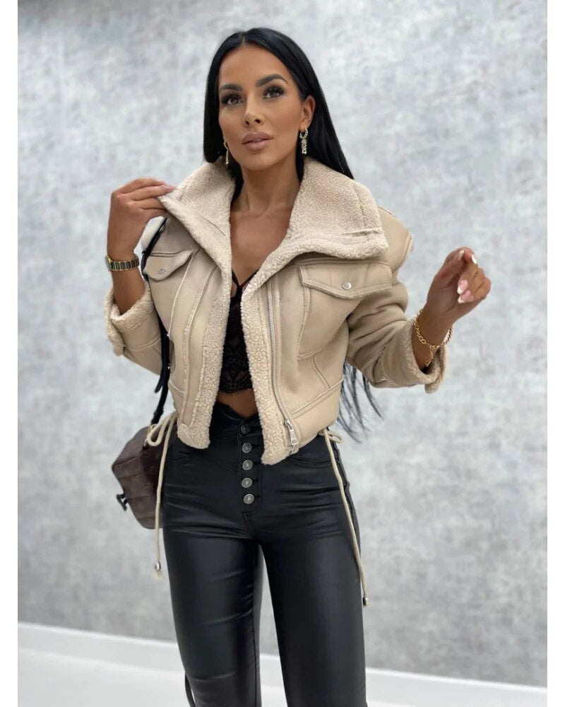 Variant image for Damen-Lederjacke, mit Pelzfutter, elegant, hochwertiges Leder-1