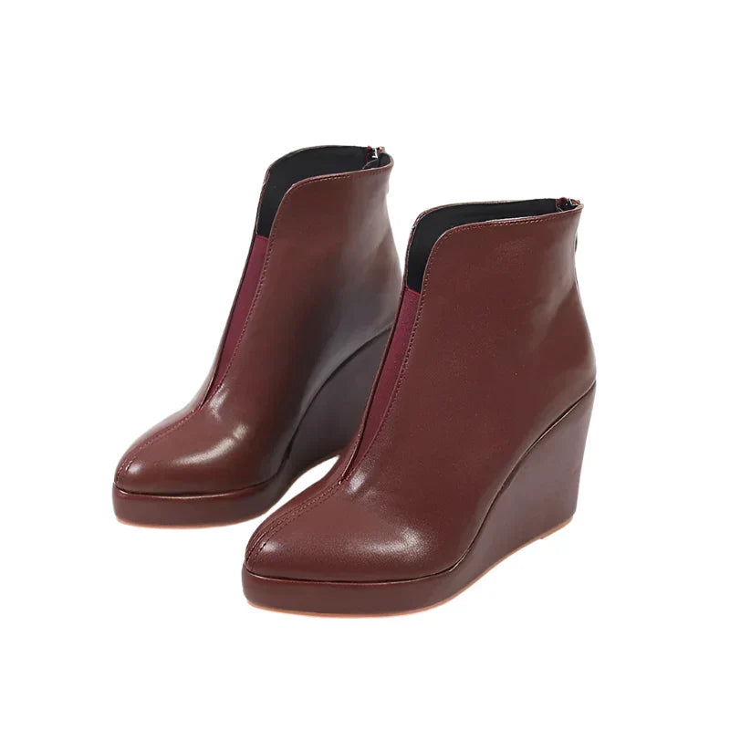 Damen-Stiefeletten mit Keilabsatz aus synthetischem Leder-5