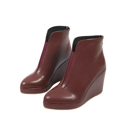 Damen-Stiefeletten mit Keilabsatz aus synthetischem Leder-5
