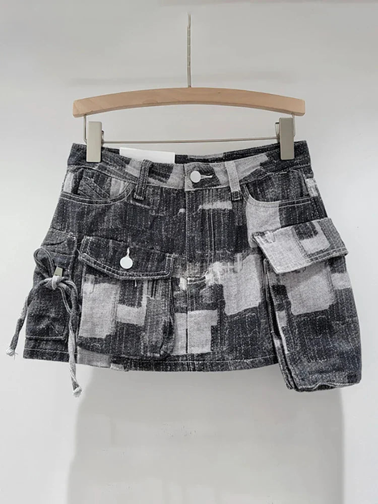 Variant image for Damen A-Linien Rock Patchwork Polyester mit Taschen und Bequeme Passform-5