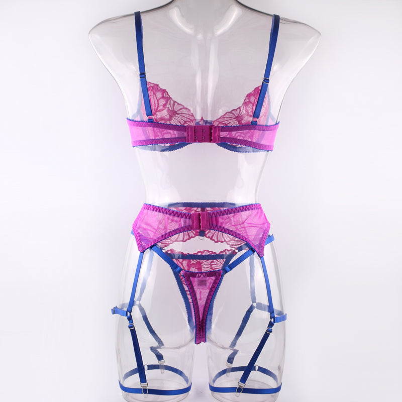 Damen-Unterwäsche-Set, mit Blumenmuster und Spitze aus hochwertigem Material-5