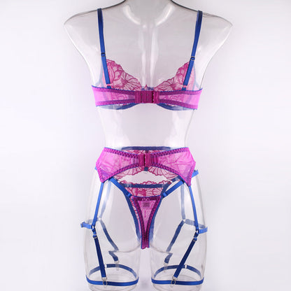Damen-Unterwäsche-Set, mit Blumenmuster und Spitze aus hochwertigem Material-5