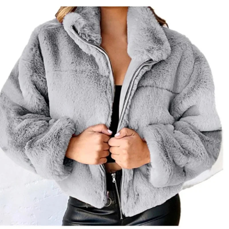 Damenmantel aus Samt mit Reißverschluss – lässiger Wintermantel für elegante Anlässe 6