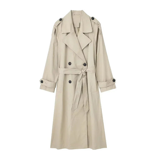 Damen-Mantel Lang mit Gürtel Polyester Elegante Silhouette-1