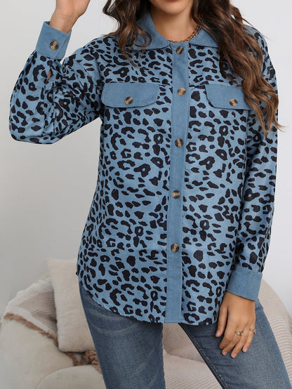 Damen-Mantel Übergroß Leopardenmuster Weiches Polyester-3