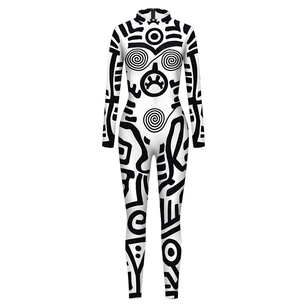 Variant image for Damen-Jumpsuit Geometrisches Muster Hochwertiges Polyester-3