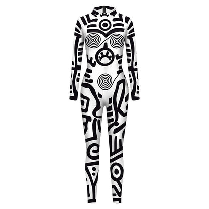 Variant image for Damen-Jumpsuit Geometrisches Muster Hochwertiges Polyester-3