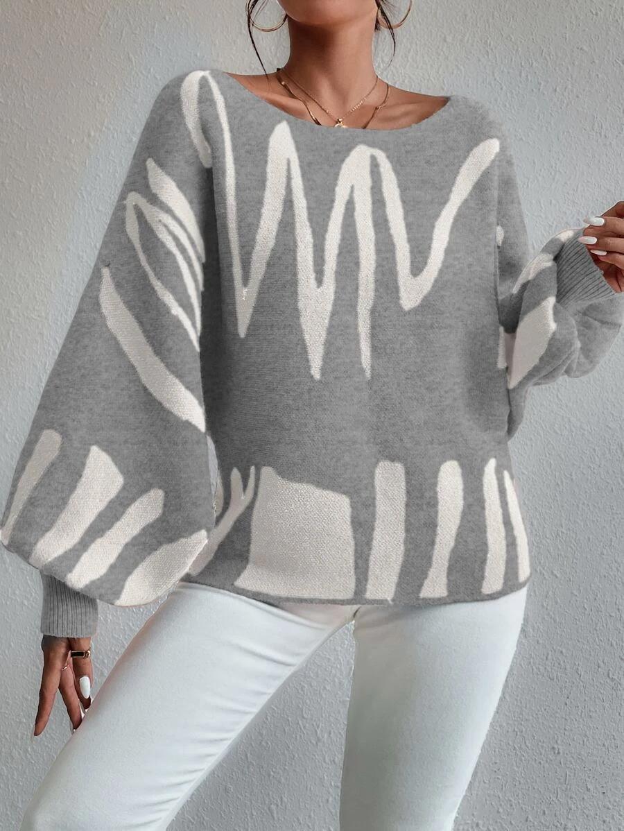 Damen-Pullover, schulterfrei Oversized weiches Acryl, mit Puffärmeln-4
