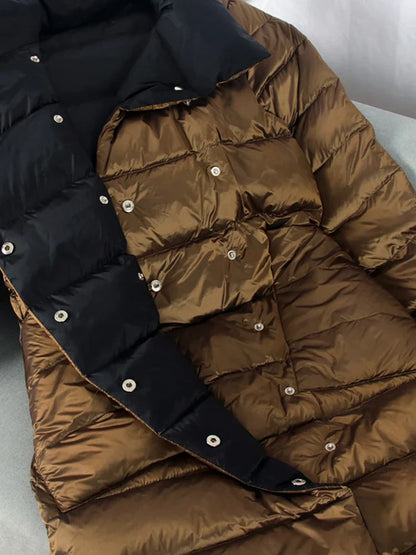 Langer Wintermantel Damen Kariert Wollmix Elegant Design-3