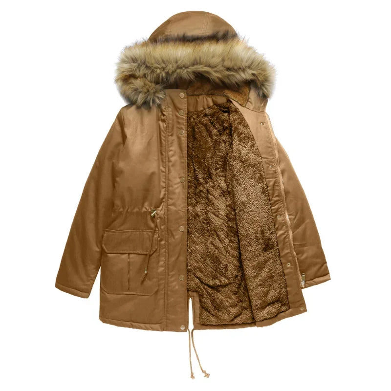 Damen Langer Parka Wasserabweisend mit Pelzfutter-4