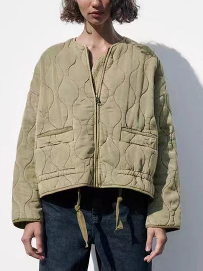 Übergroße Vintage-Steppjacke für Damen aus gestepptem Material für Herbst und Winter - lockerer Schnitt und schicker Stil 3