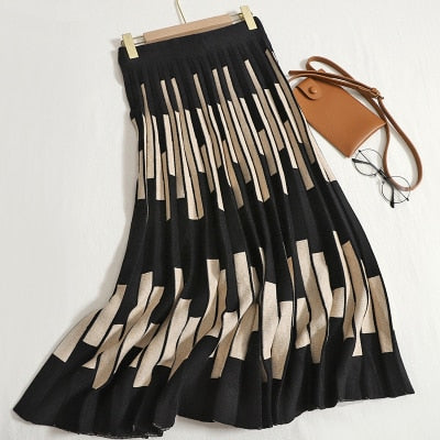 Damen-Midi-Rock, Gefaltet, Acryl, weicher-1