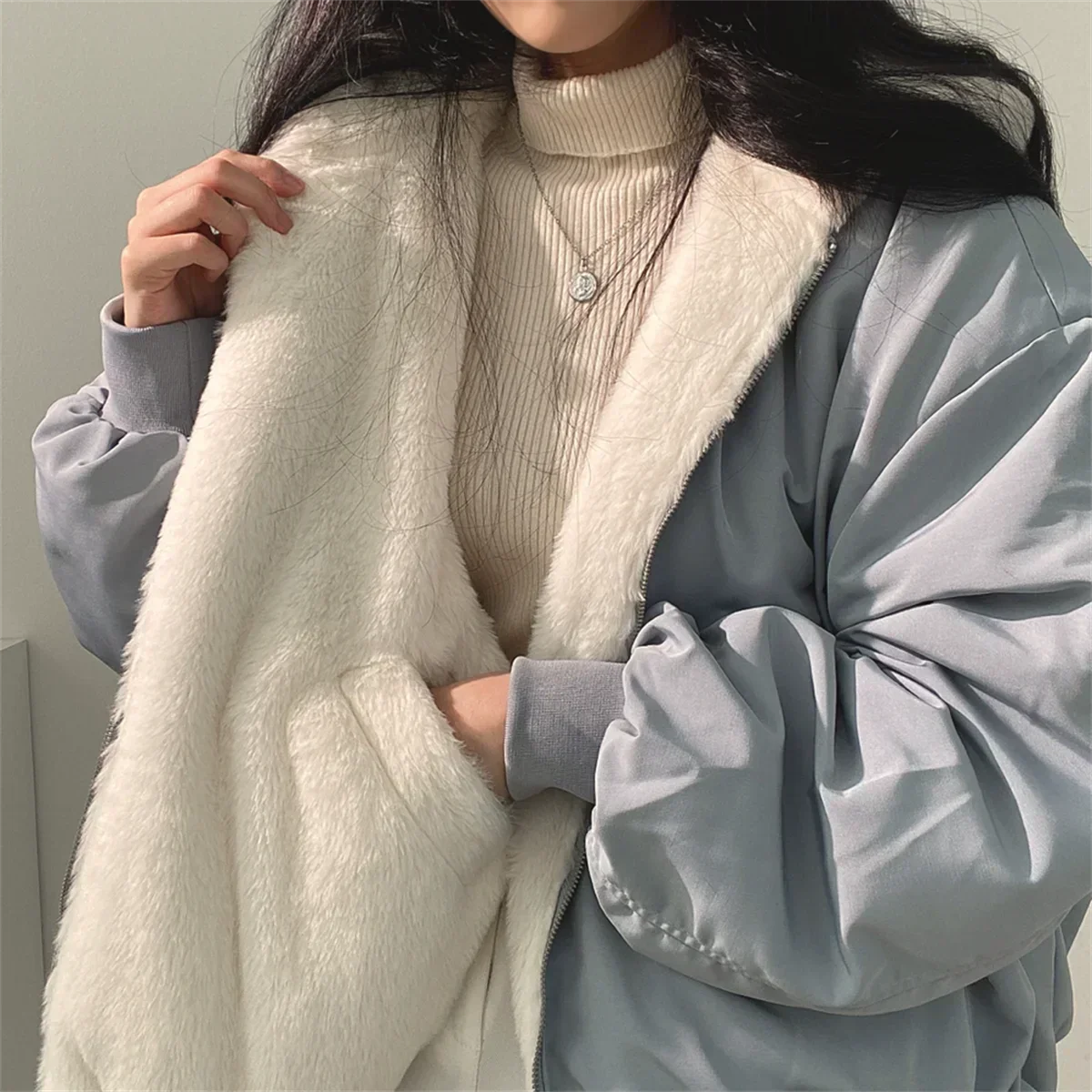 Herrenjacke, wendbar, lässiges Polyester, für den Herbst-3