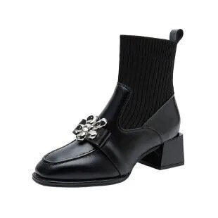 Damen Ankelstiefel Slip-On PU mit Gummisohle 14
