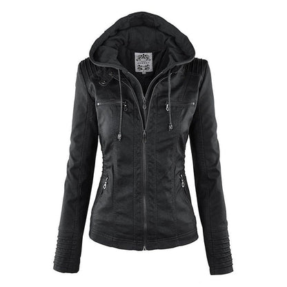 Damen-Kapuzenjacke aus Kunstleder – modernes Design mit Taschen und bequemer Passform, in mehreren Größen erhältlich 7