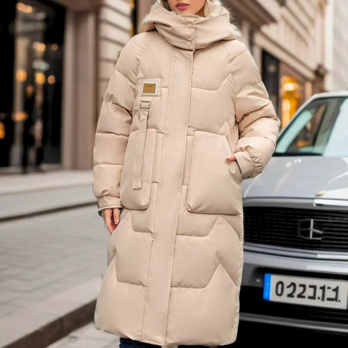 Damenjacke Lang Wasserdicht Pufferjacke Polyester Trendig-2