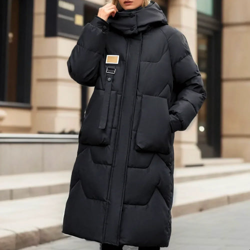 Damenjacke Lang Wasserdicht Pufferjacke Polyester Trendig-1
