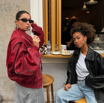 Jacke, Oversized, aus Leder, für Damen 5