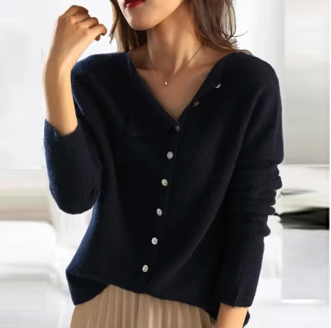 Variant image for Damen-Strickjacke, asymmetrisches Design, Polyester und Baumwolle-17