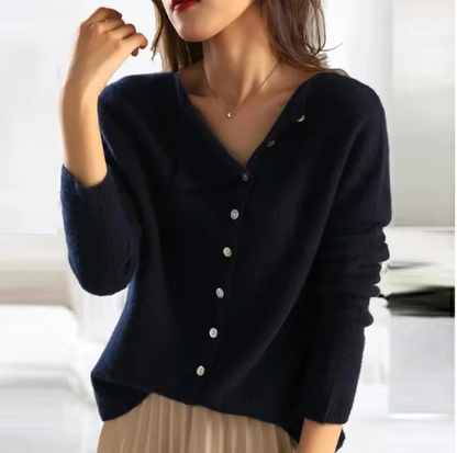 Variant image for Damen-Strickjacke, asymmetrisches Design, Polyester und Baumwolle-17