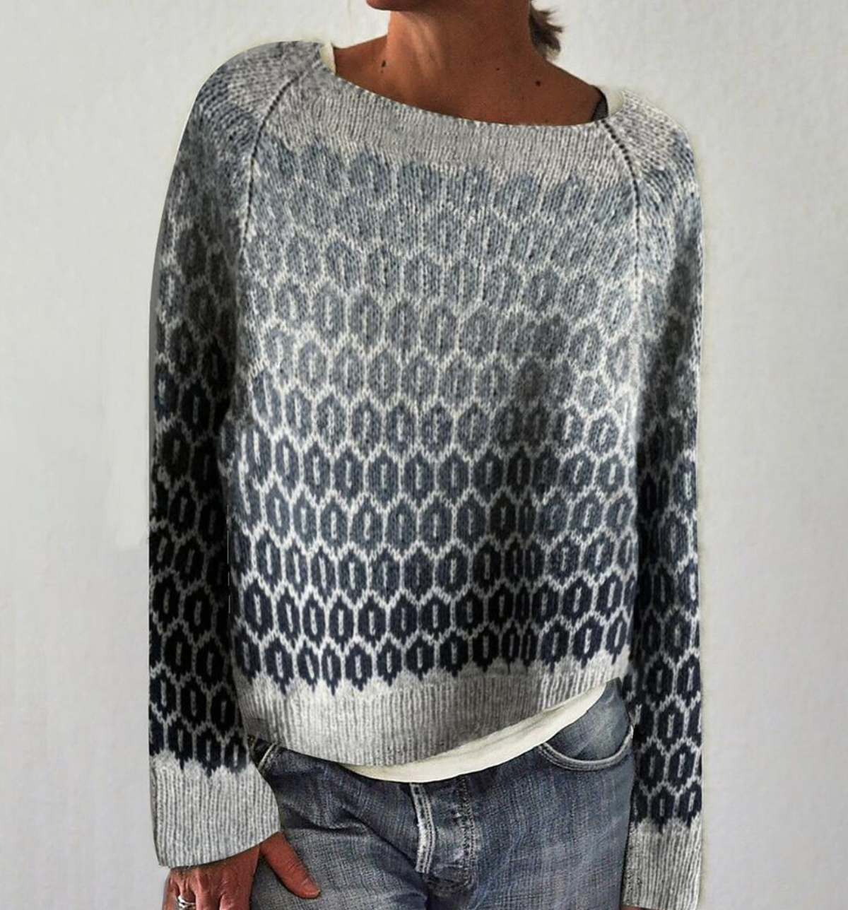 Damen-Bluse, langärmelig, rundhalsig, weiche Strickqualität-1