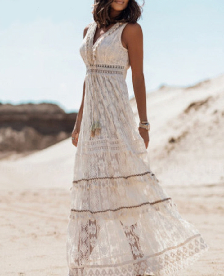 Damenkleid Boho Einzigartiges Design Luftiger Stoff-3