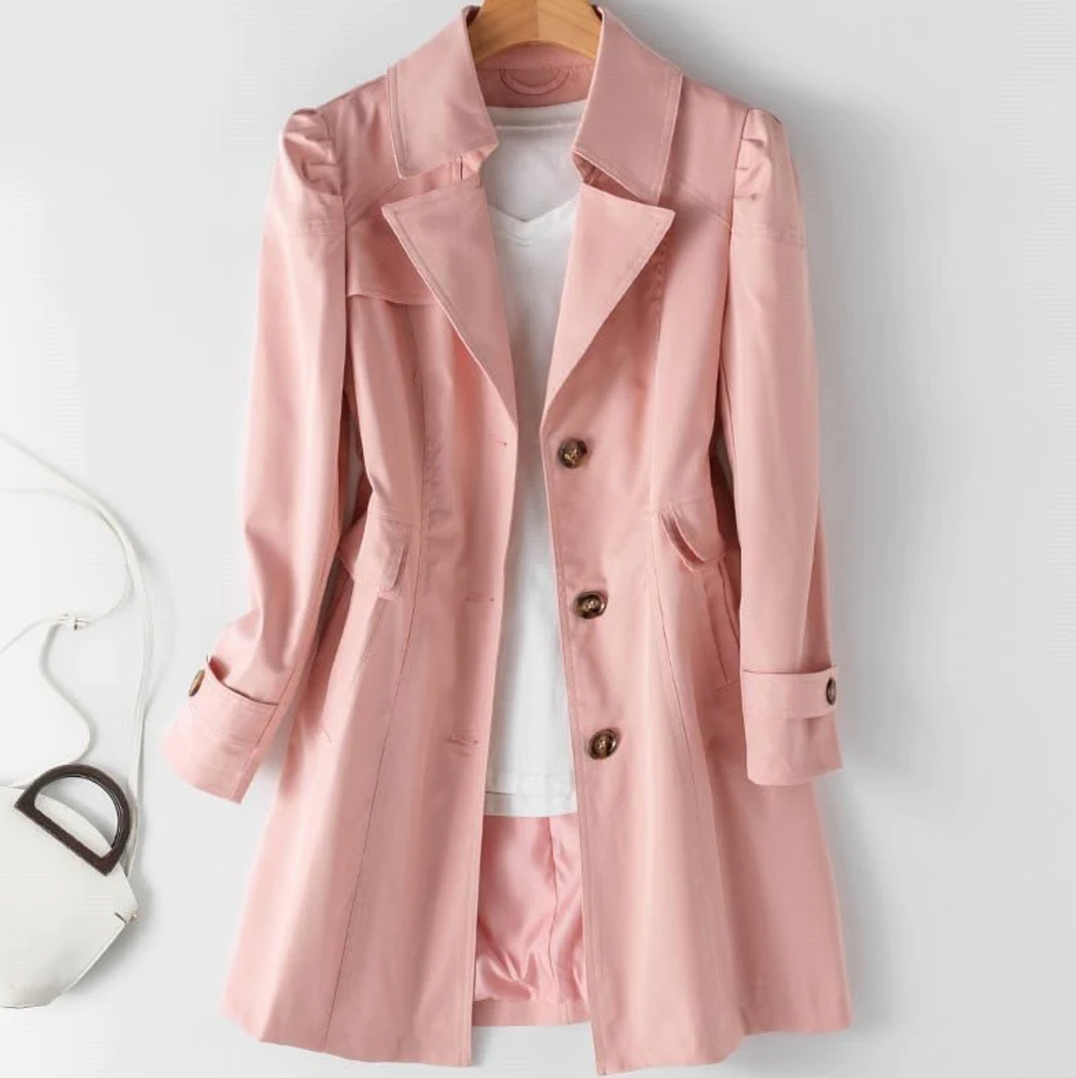 Damen-Trenchcoat, elegant, Polyester, vielseitig-4
