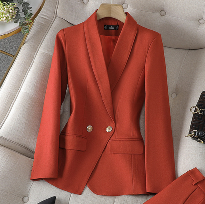 Damen-Blazer-Hose, Kostüm, Set, elegant, weiches Polyester 12