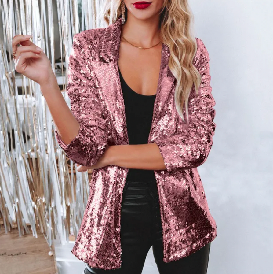Variant image for Damen-Glitzer-Blazer, eleganter Materialmix, Winter-25
